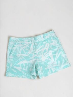 NEW Ann Taylor Loft 4” 100% Cotton Mint Green White Palm Tropical Shorts 0